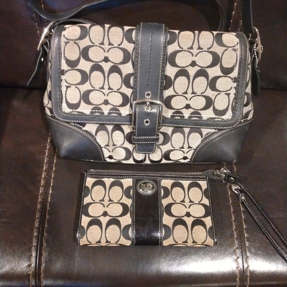 Coach handbag and matching wristlet